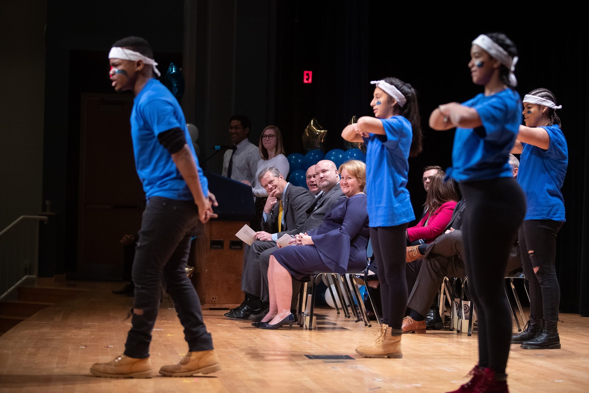 Step team performs at Blue Ribbon ceremony